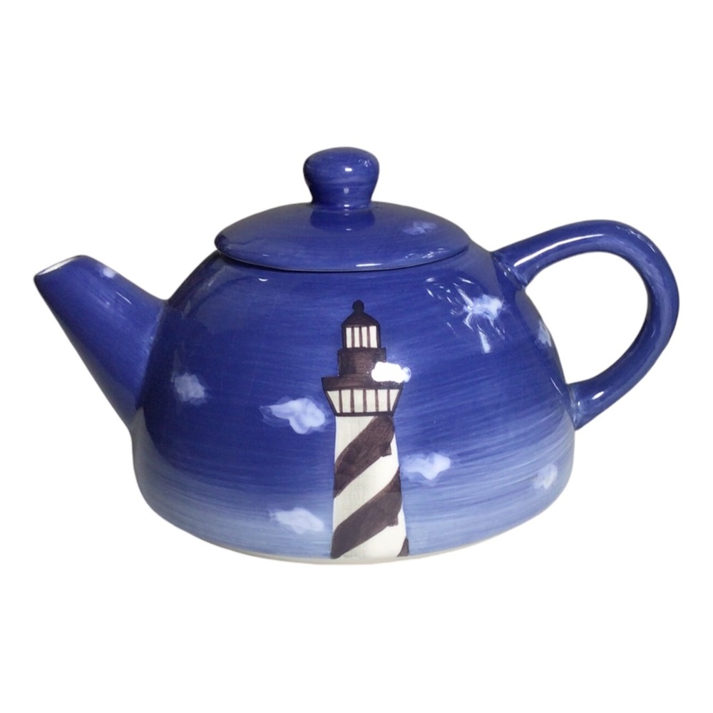 Geo Z Lefton TEA POT Handpainted Lighthouse Lefton 2000